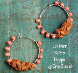 Leather Ruffle Hoops by Erin Siegel