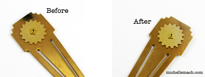 Before and after brass cleaning