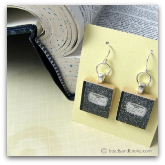 Black & white book earrings