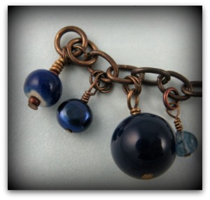 Blue ceramic bead bracelet