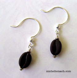 Coffee bean earrings by Michelle Mach