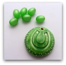 Green oval Lucite beads