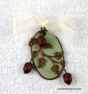 Handmade holiday ornament with Elaine Ray ceramic pendant