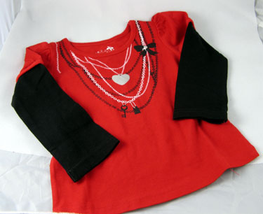 Toddler's shirt with necklaces printed on it