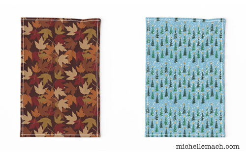Maple Leaf and Snowy Trees Towels by Michelle Mach