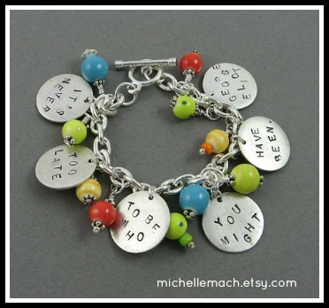Never too late bracelet by Michelle Mach on Etsy