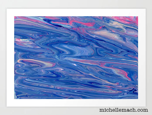 Pink and blue abstract by Michelle Mach