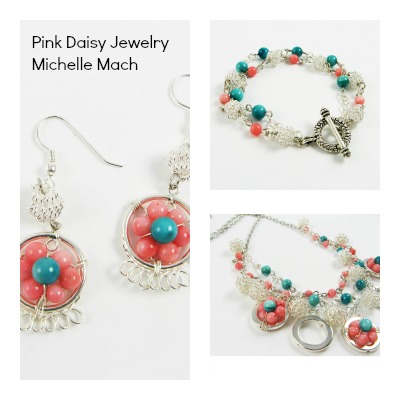 Pink Daisy Jewelry Set by Michelle Mach