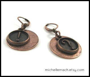Punctuation Earrings by Michelle Mach