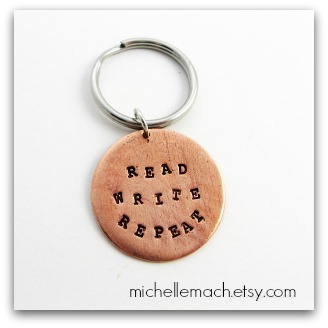 Read Write Repeat key chain by Michelle Mach