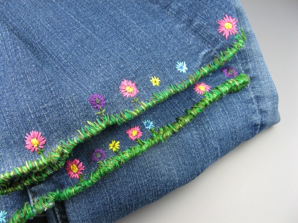 Jeans with Embroidery Stitching