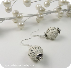 White Filigree Earrings by Michelle Mach