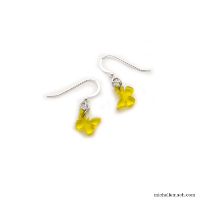 Yellow butterfly earrings by Michelle Mach