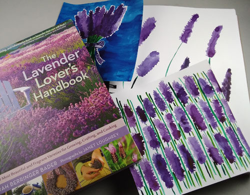 Lavender watercolors and book