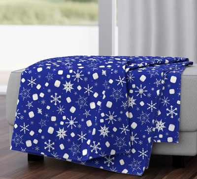Marshmallows and Snowflakes Fabric Design by Michelle Mach