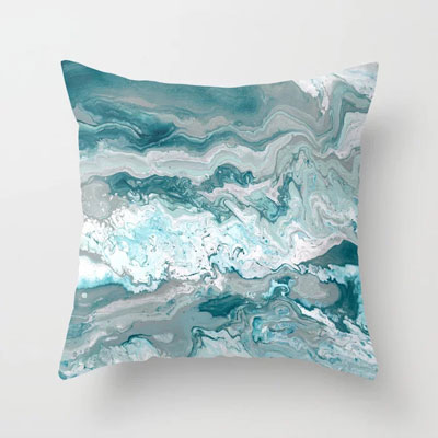 Teal Shoreline Pillow by Michelle Mach
