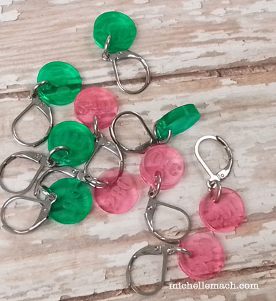 Green and Pink Stitch Markers by Michelle Mach