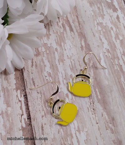 Yellow Tea Kettle Earrings by Michelle Mach