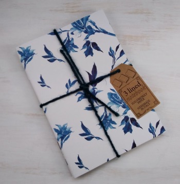 Blue and white notebooks