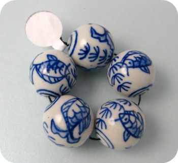 Blue and white porcelain beads