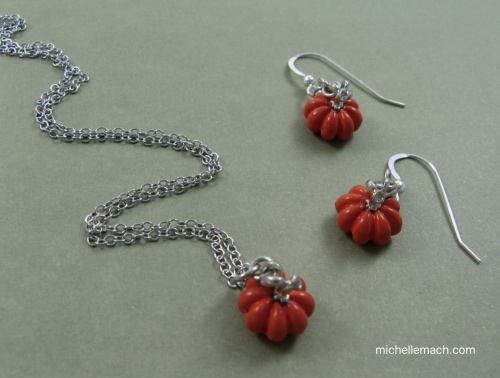 Pumpkin Necklace and Earrings Set