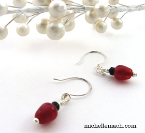 Red Bulb Holiday Earrings by Michelle Mach