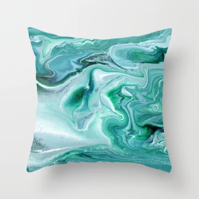 Teal Waves Pillow by Michelle Mach