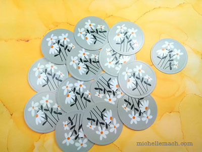 Gray flower stickers by Michelle Mach